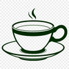 Free SVG Clip Art Teapot and Cup A ceramic teacup with a saucer and handle, designed as a vector graphic.