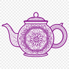 Free Vector Art for Crafts and Designs Illustrated teapot design with handle and spout, suitable for vector art and digital crafts.