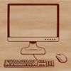 Modern Desktop Computer Design A diagrammatic representation of a desktop computer with keyboard.
