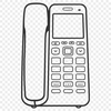 A digital illustration of a modern telephone device with various connectivity options.