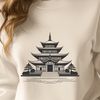 Intricately Detailed Temple SVG Image A simple, vector illustration of a traditional Buddhist temple structure with intricate details.
