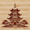 An intricately designed SVG model of a Buddhist place of worship, suitable for digital applications.