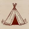 A simple illustration of a single-person tent with a compact design, suitable for outdoor camping trips.