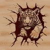 Fierce Tiger Breaking Through the Wall A vector illustration of a fierce wild animal, depicted as smashing through a wall.