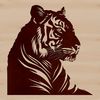 Detailed Tiger Face Vector Graphic A detailed illustration of a tiger's face with stripes, suitable for vector graphics projects.