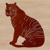 Colorful Sitting Big Cat Illustration A sitting tiger, depicted in vibrant colors with bold lines, suitable for vector art and clip art designs.