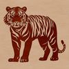 Standing Tiger Illustration A standing tiger with striped fur, depicted in a simple vector design.