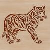 Fierce Wild Cat Silhouette A large, wild animal standing upright on its hind legs, depicted in detailed vector art.