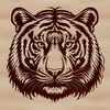 Tiger Head Illustration A close-up view of a tiger's head, with detailed fur and stripes.
