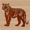A detailed illustration of a tiger standing on its hind legs, rendered as a vector graphic.