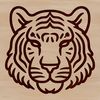 Tiger Face Vector Graphic Design A vector illustration of a tiger's head, a big cat with distinctive orange and black stripes.