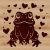 Cute Toad Vector Art A cartoon toad with love hearts surrounding it, designed as vector art.