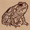 A detailed illustration of a toad in a simple, yet ornate style.