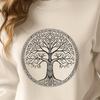 A stylized illustration of a tree with roots and branches, suitable for graphic design and digital artwork.