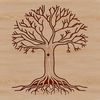 A single isolated tree with branches and leaves depicted in vector format.