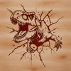 A prehistoric T Rex dinosaur's head with a fierce expression, suitable as vector art for graphic design projects.