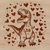 A prehistoric dinosaur design featuring a T Rex with love hearts.