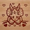 Triceratops Love Icon SVG A prehistoric triceratops dinosaur peeking out with love hearts surrounding its head.