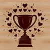 Heartthrob Trophy Design A digital trophy design featuring heart symbols for a sport-themed achievement.