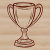 A stylized, vector trophy icon suitable for various design projects and presentations.