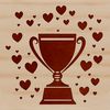 A silver trophy with love hearts etched into the design, suitable for various celebrations and achievements.