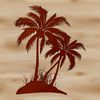 Tropical Garden Illustration A stylized illustration of palm trees in a tropical landscape.
