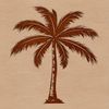 Free Vector Art of Swaying Palms A stylized illustration of a palm tree with swaying fronds against a clear blue sky.