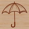 A simple, vector illustration of a colorful umbrella in various rain conditions.