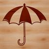 Illustration of a colorful umbrella on a rainy day, vector design created in SVG format.