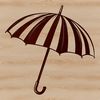 A simple vector illustration of a compact umbrella with a rounded handle and a wide canopy.
