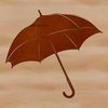 A minimalist silhouette illustration of a classic umbrella.