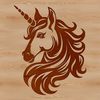 Whimsical Mythical Creature Vector Art SVG vector illustration of a mythical unicorn head with detailed features.