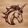 Whimsical Mythical Creature Portrait A mythical creature from fairy tales with a horse-like head and single horn.
