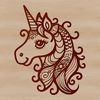 Beautiful Fantasy Unicorn Illustration A stylized unicorn with an ornate head and mythical creature features.