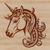 Magical Horned Beast A mythical creature with a single horn protruding from its forehead, created as a vector graphic.