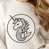 Merhors Vector Design A mythical creature with the upper body of a mermaid and the lower body of a horse, depicted in a simple vector design.