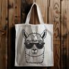 Adorable Alpaca Wears Shades A graphic illustration of a smiling alpaca wearing sunglasses, depicted in vector format.