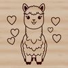 Whimsical Alpaca Portrait with Love Hearts An illustration of a friendly alpaca surrounded by love hearts.