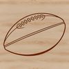 Green Field Football SVG Design An illustration of an American football with white laces and brown stitching on a green field background.