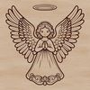 Free Downloadable Angel Clip Art Image A stylized illustration of a winged angel with gentle facial expression, suitable for digital and print use.
