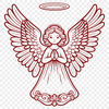 Beautiful Clip Art Angel A stylized illustration of a winged creature with a peaceful expression, suitable for crafting and design projects.