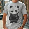 Panda in Hoody Illustration A black and white illustration of a wild panda wearing a hoody.