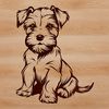 Distinctive Face Bearded Dog Breed SVG A illustration of a sitting miniature dog breed with distinctive bearded face and wiry coat.