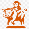 Vector Clip Art Monkey Pig Animal An illustration of a monkey-pig hybrid animal in vector format.