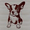 Cute Vector Dog Sitting Illustration A Boston Terrier sitting on a surface, depicted in vector format.