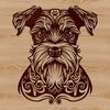 Adorable Miniature Schnauzer Face A vector graphic of a small breed dog with distinctive facial markings.