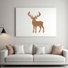 A reindeer in a festive holiday setting, suitable for Christmas decorations or designs.
