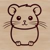 A simple line drawing of a small hamster sitting on its hind legs.