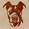 A simple line drawing design of a pitbull's head suitable for vector art applications.