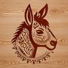 A high-quality vector illustration of a donkey's head with ornate details.